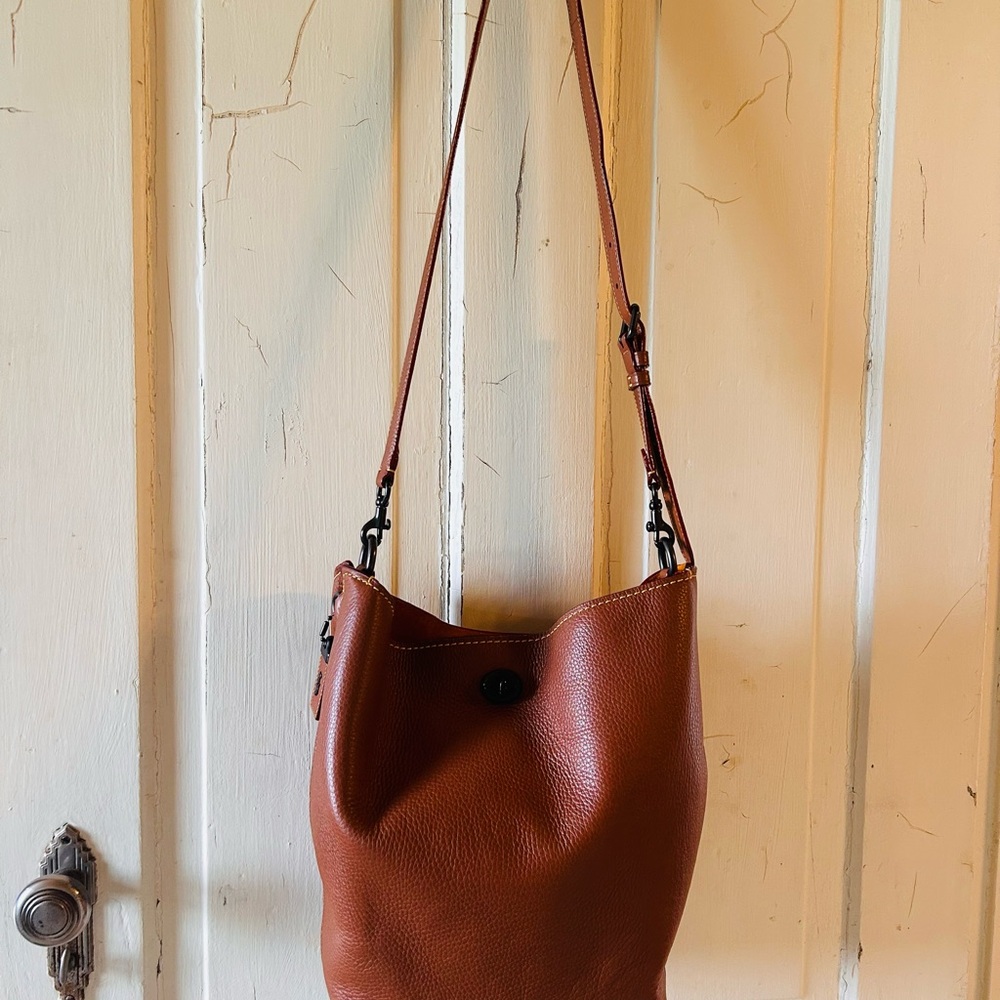 Coach Leather Duffle Shoulder Bag Camel Brown